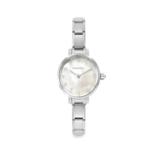 Paris White Mother-Of-Pearl Steel Strap Watch