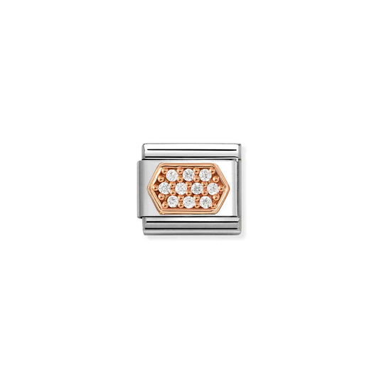 Rose Gold CZ Hexagon Charm