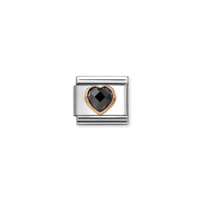 Rose Gold black Cz heart