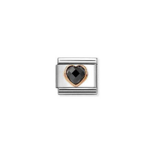 Rose Gold black Cz heart