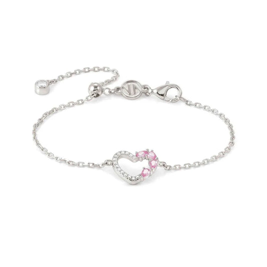 Shine Me Up Bracelet in 925 Sterling Silver and Cubic Zirconia White/Pink Heart