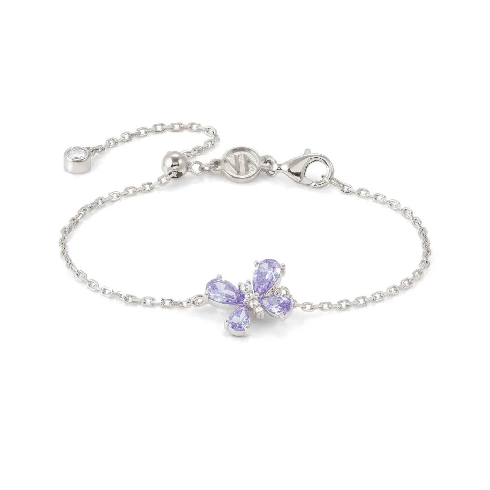 Shine Me Up Bracelet in 925 Silver and Cubic Zirconia White/Lilac Butterfly