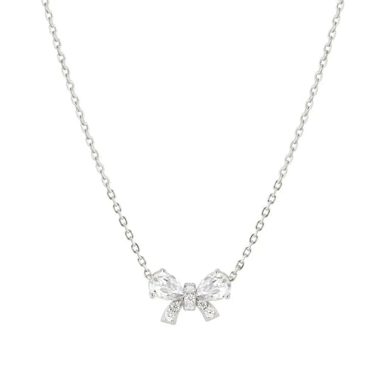 Shine Me Up Necklace in 925 Silver and Cubic Zirconia White Bow