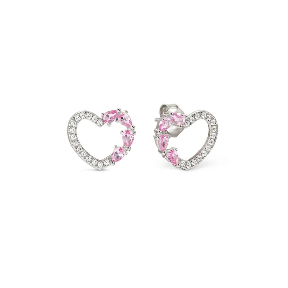 Shine Me Up Earrings in 925 Silver and Cubic Zirconia White/Pink Heart