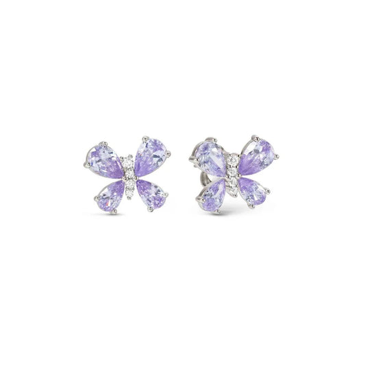 Shine Me Up Earrings in 925 Silver and Cubic Zirconia White/Lilac Butterfly
