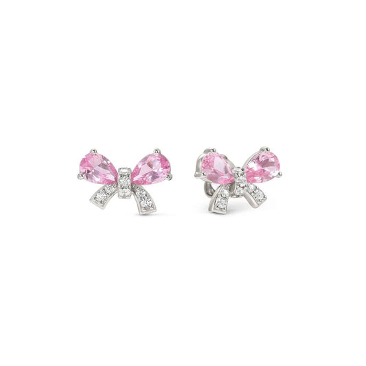 Shine Me Up Earrings in 925 Silver and Cubic Zirconia White/Pink Bow