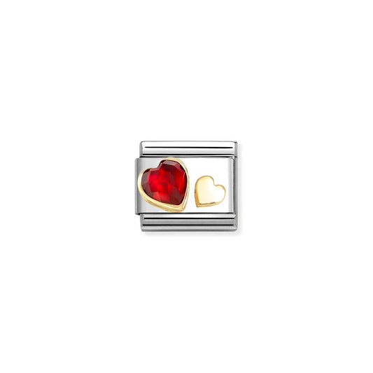 Classic Gold & Red Heart Faceted CZ Charm