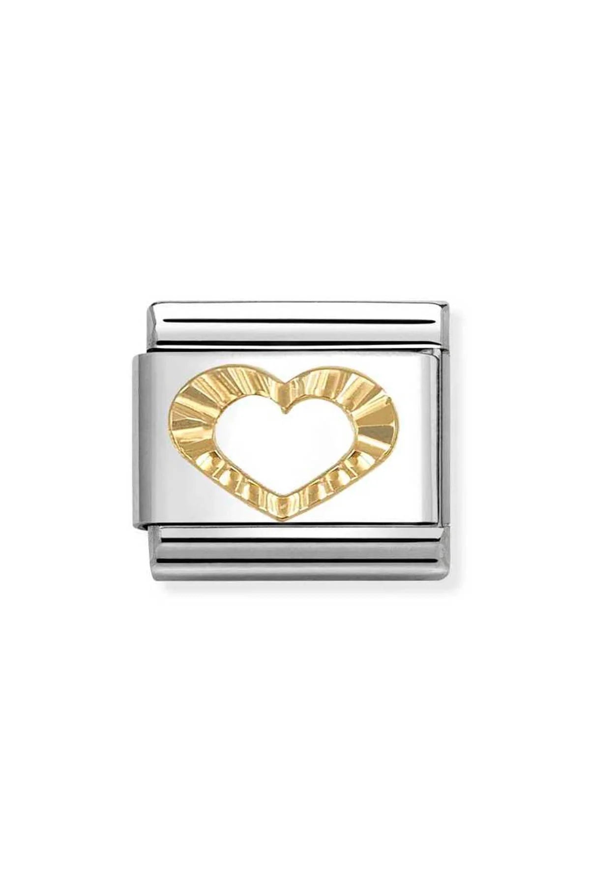 Gold Diamond Cut Heart Charm