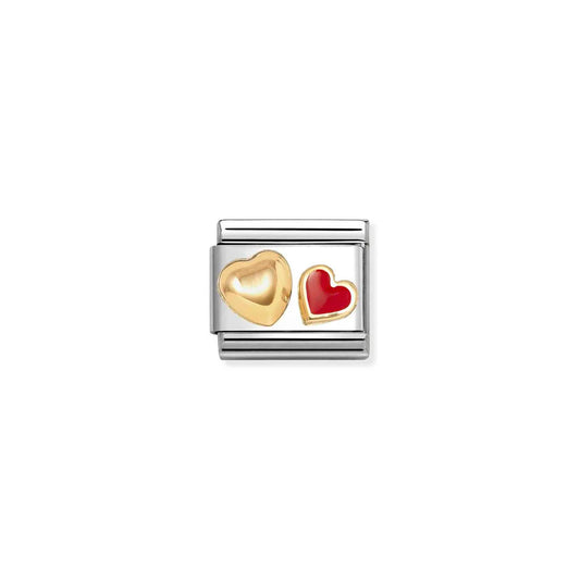 Classic Double Red & Gold Heart Charm
