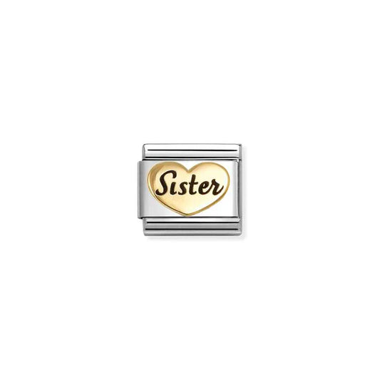 Gold Heart Sister Charm