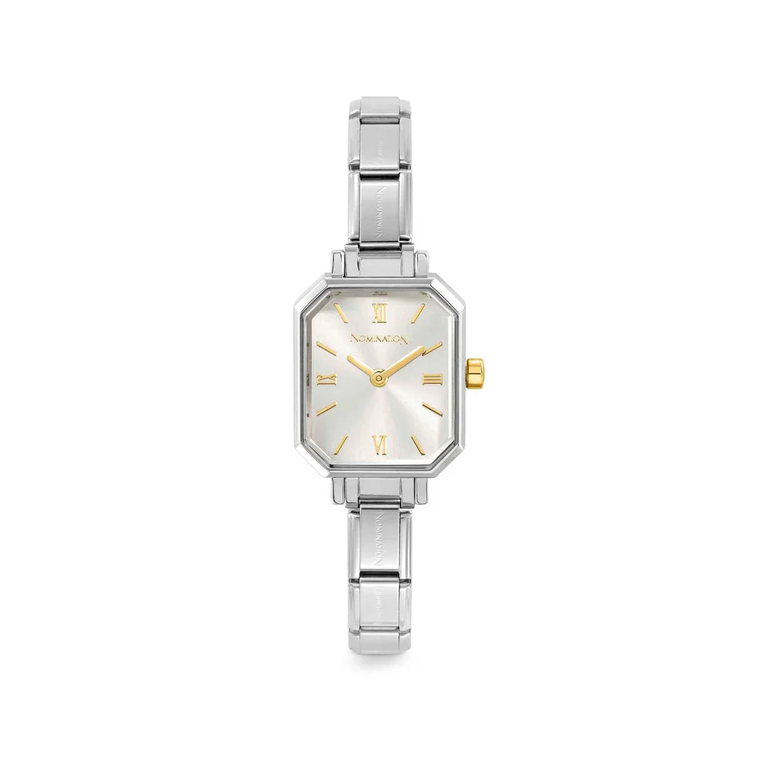 Paris Gold Detail Silver Steel Strap Watch