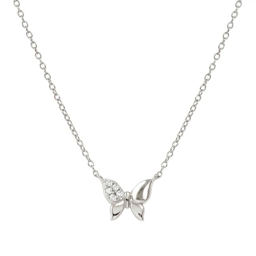 Petit Sparkle Sterling Silver Cubic Zirconia Butterfly Necklace