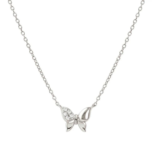 Petit Sparkle Sterling Silver Cubic Zirconia Butterfly Necklace