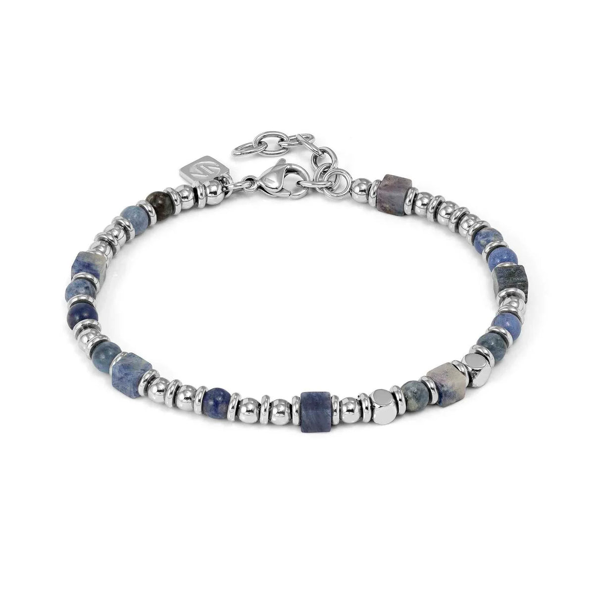 Infinity Bracelet in Steel and Natural Stones Sodalite