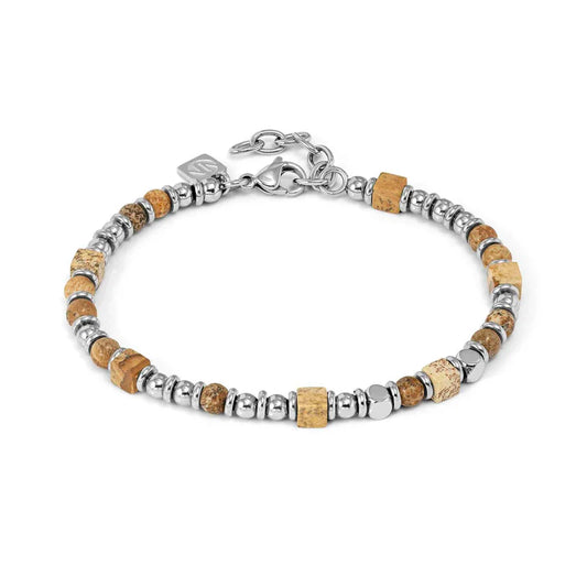 Infinity Bracelet in Steel and Natural Stones Paesina Stone
