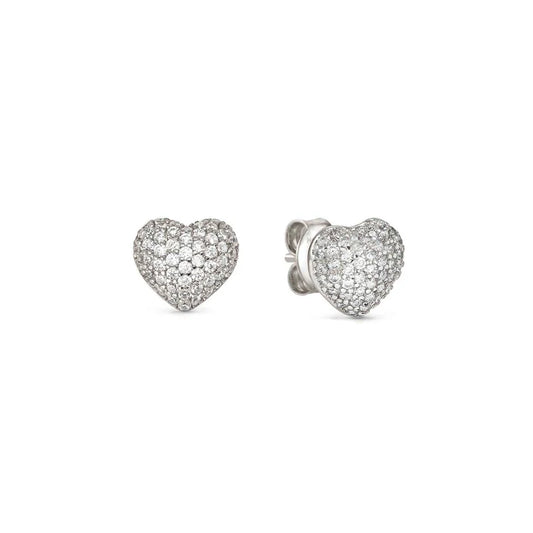 Lifepoetry Earrings in 925 Sterling Silver and Cubic Zirconia Pave Heart
