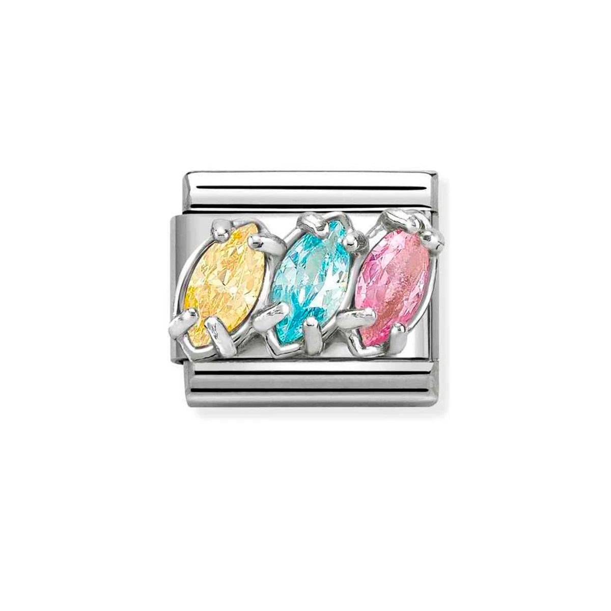 Sterling Silver Yellow Pink Blue Trilogy Composable Charm