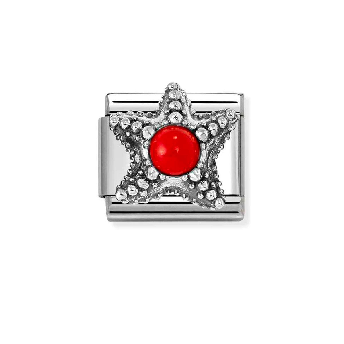 Sterling Silver Red Coral Starfish Composable Charm