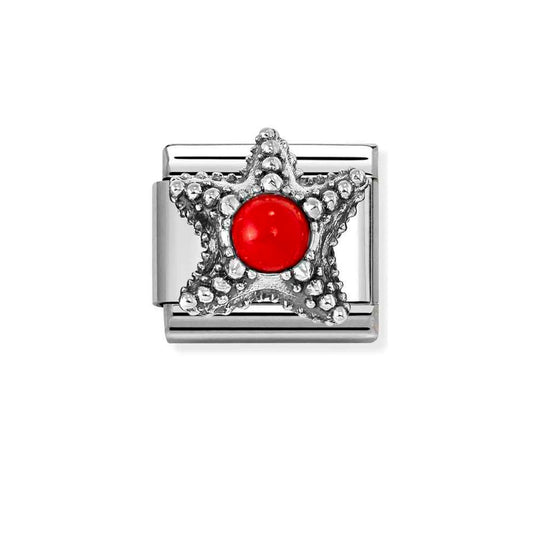 Sterling Silver Red Coral Starfish Composable Charm