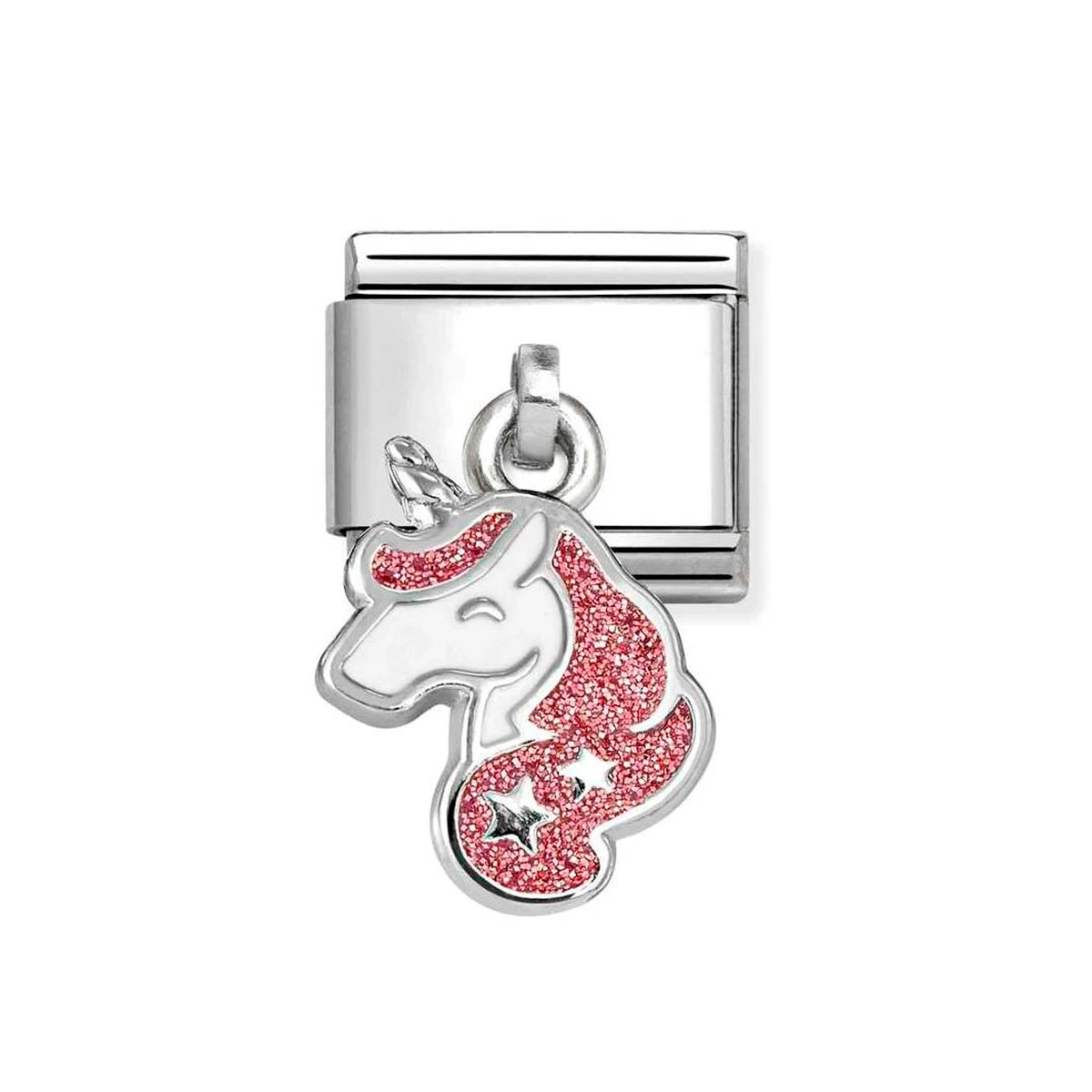 Sterling Silver Pink And White Unicorn Composable Charm