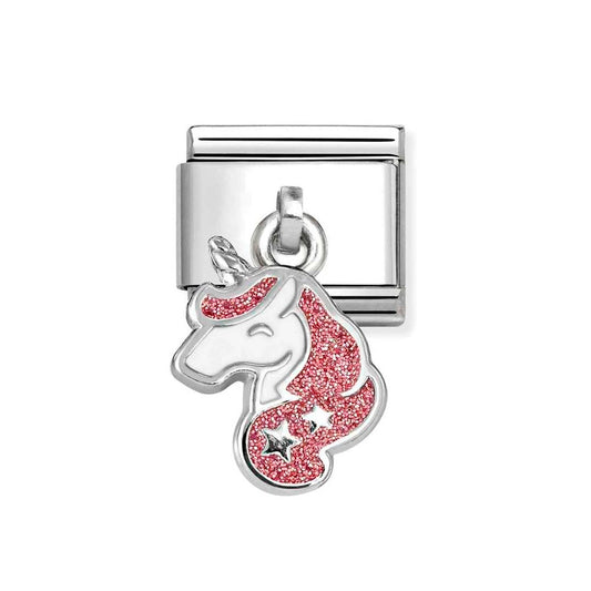 Sterling Silver Pink And White Unicorn Composable Charm