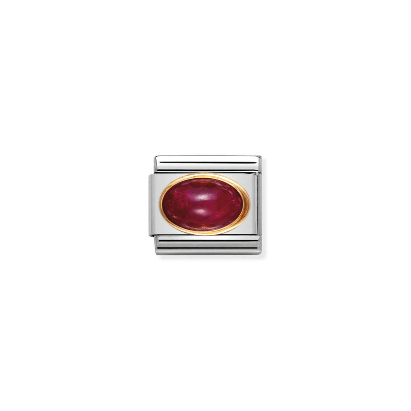 18k Gold Ruby Oval Stone Charm