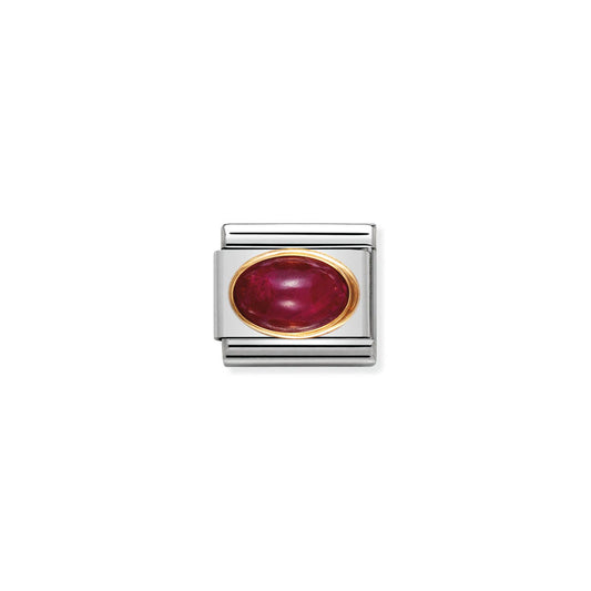 18k Gold Ruby Oval Stone Charm