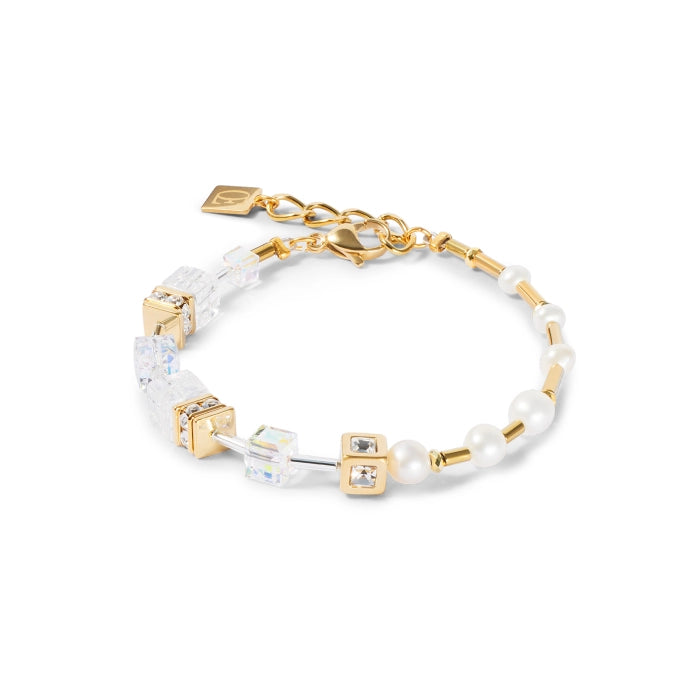 Gold and Pearl Geo-cube bracelet