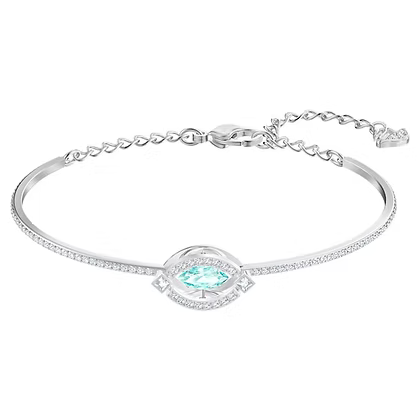 Una Sparkling Dance Bangle, Green, Rhodium Plated