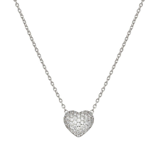 Lifepoetry Necklace in 925 Sterling Silver and Cubic Zirconia Pave Heart