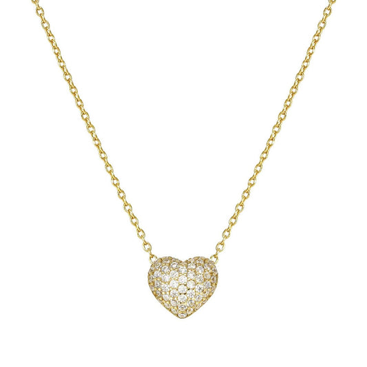 Lifepoetry Necklace in 925 Sterling Silver and Cubiz Zirconia Pave Gold Heart