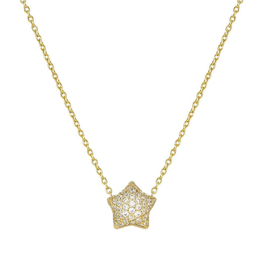 Lifepoetry Necklace in 925 Sterling Silver and Cubic Zirconia Pave Gold Star