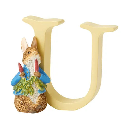 Beatrix Potter "U" Peter Rabbit With Radishes Ornamental Letter