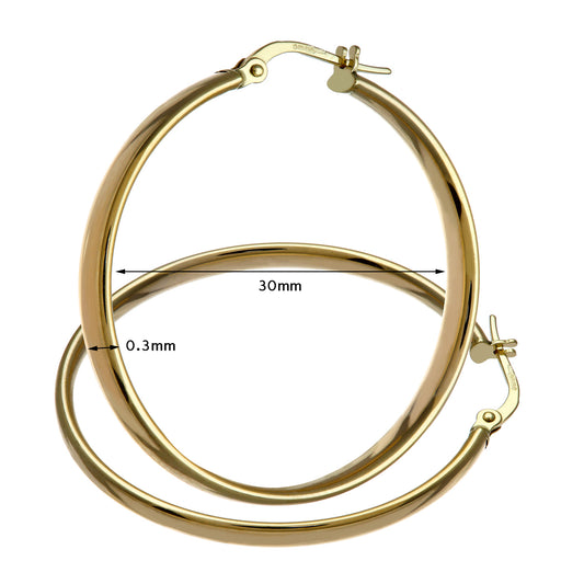 Yellow Gold 30mm Hoop Earrings