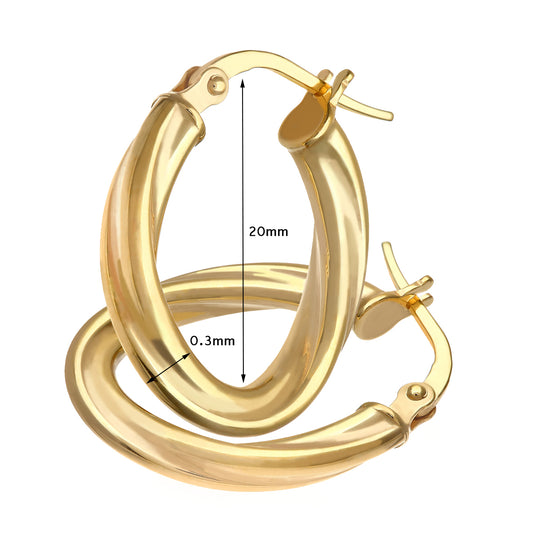 Yellow Gold Twist 20mm Earrings