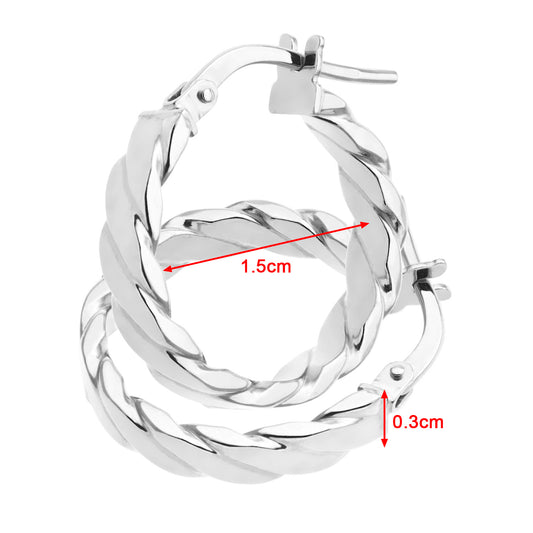 White Gold 15mm Hoop Earrings