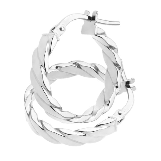 White Gold 15mm Hoop Earrings