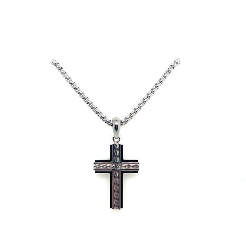 Stainless Steel Pendant Matte / Polished with Black IP - 50cm