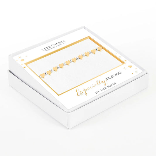 Gold Multi Heart Life Charms Bracelet