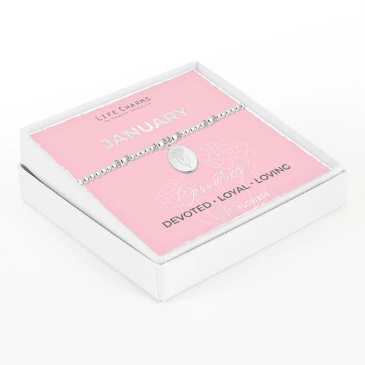 January Birth Flower Life Charms Bracelet