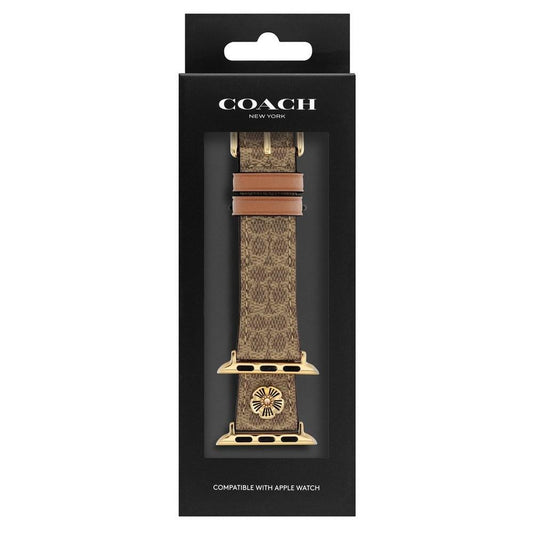 Flower Motif Brown Leather Apple Watch Strap