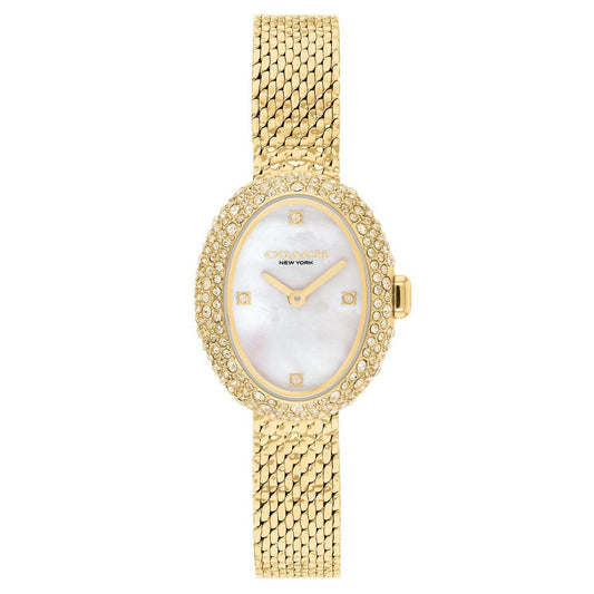 Coach Sammy Yellow Gold PVD Mother of Pearl Ladies Watch
