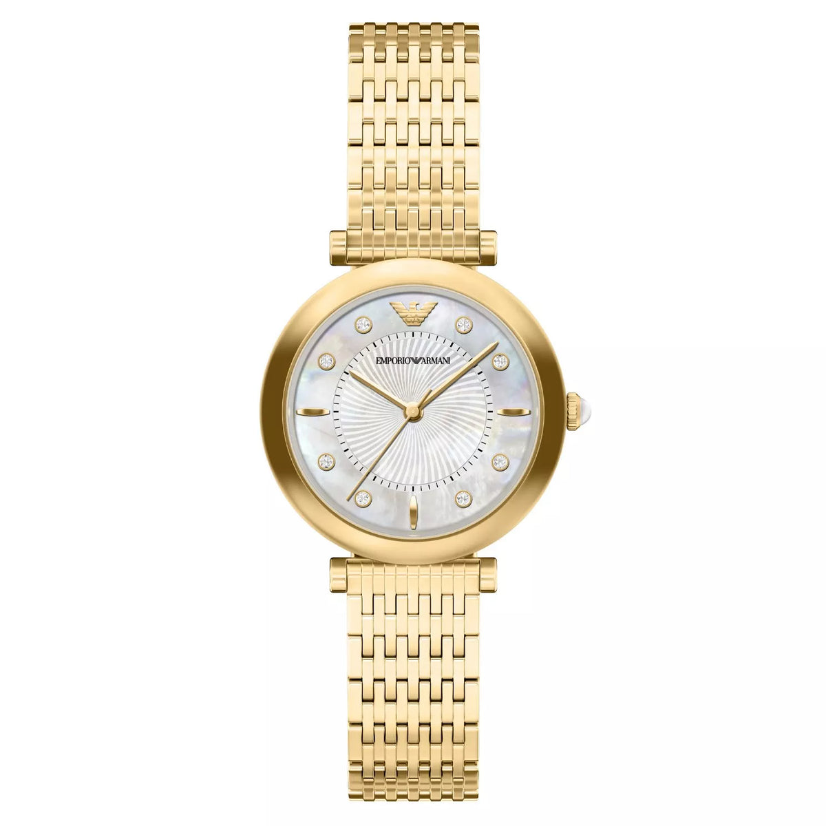 Archelia 32mm Yellow Gold Tone Mother of Pearl Crystal Watch