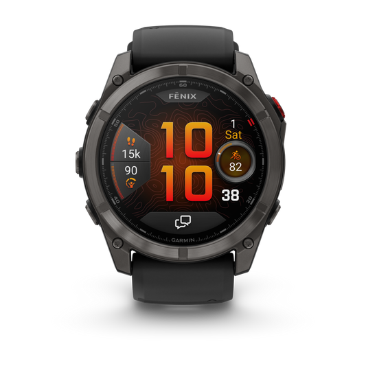Garmin Fenix 8 Pro 51mm AMOLED Sapphire Carbon Grey DLC Titanium Black Silicone Band