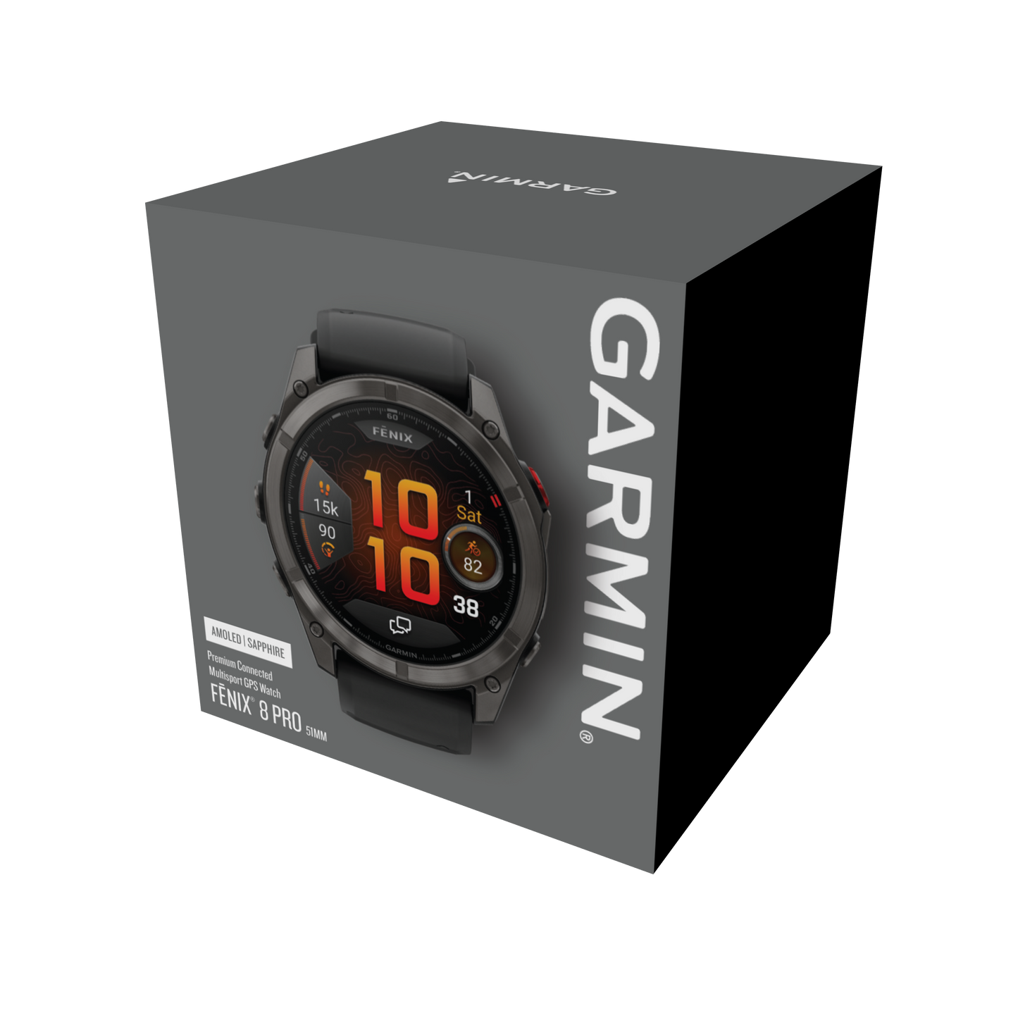 Garmin Fenix 8 Pro 51mm AMOLED Sapphire Carbon Grey DLC Titanium Black Silicone Band