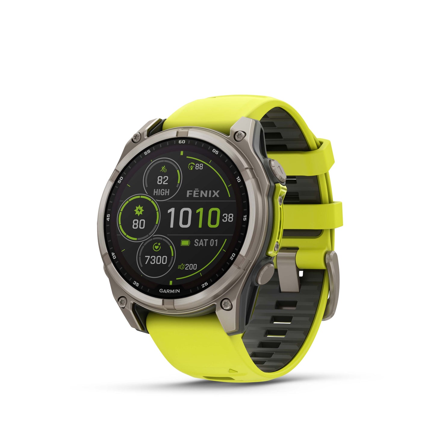 Garmin Fenix 8 47mm Solar Sapphire Titanium Amp Yellow Silicone Band