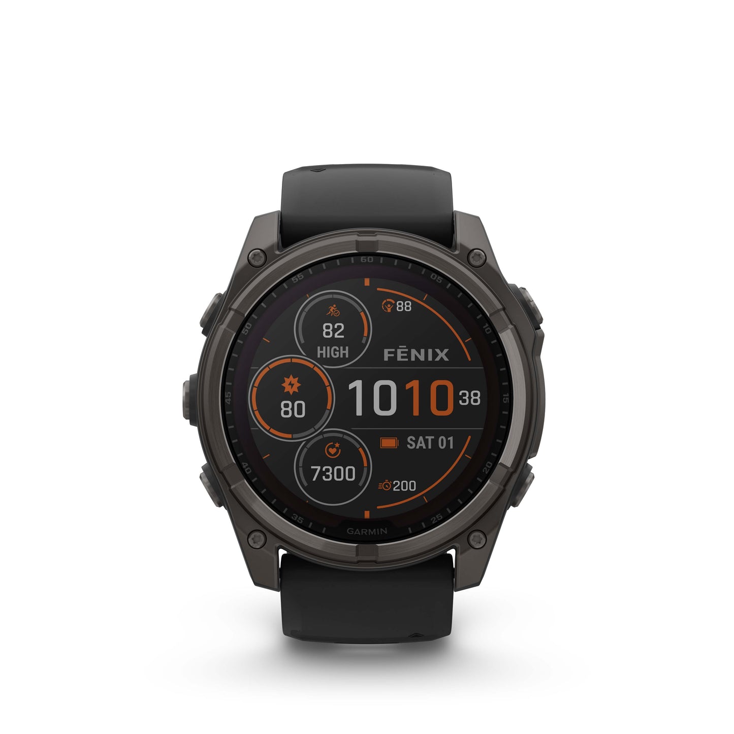 Garmin Fenix 8 51mm Solar Sapphire Carbon Grey DLC Titanium Black Silicone Band