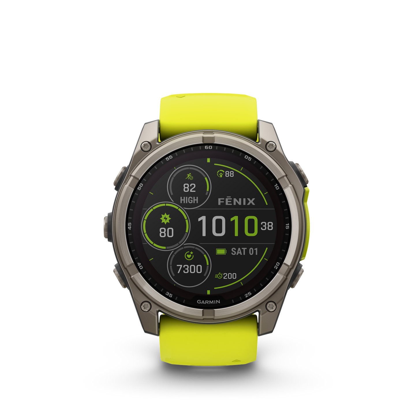 Garmin Fenix 8 51mm Solar Sapphire Titanium Amp Yellow Silicone Band