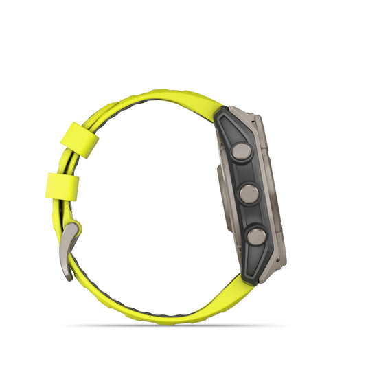 Garmin Fenix 8 51mm Solar Sapphire Titanium Amp Yellow Silicone Band