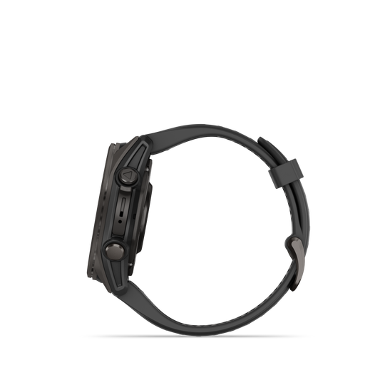 Garmin Fenix 8 43mm AMOLED Sapphire Carbon Grey DLC Titanium Black Silicone Band